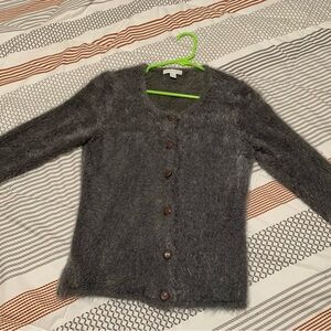 New York & Company Charcoal Fuzzy Cardigan